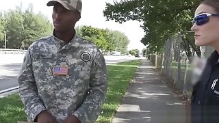 Phony Soldier Makes His Pink Cigar Hard For Perverted Cougar Cops